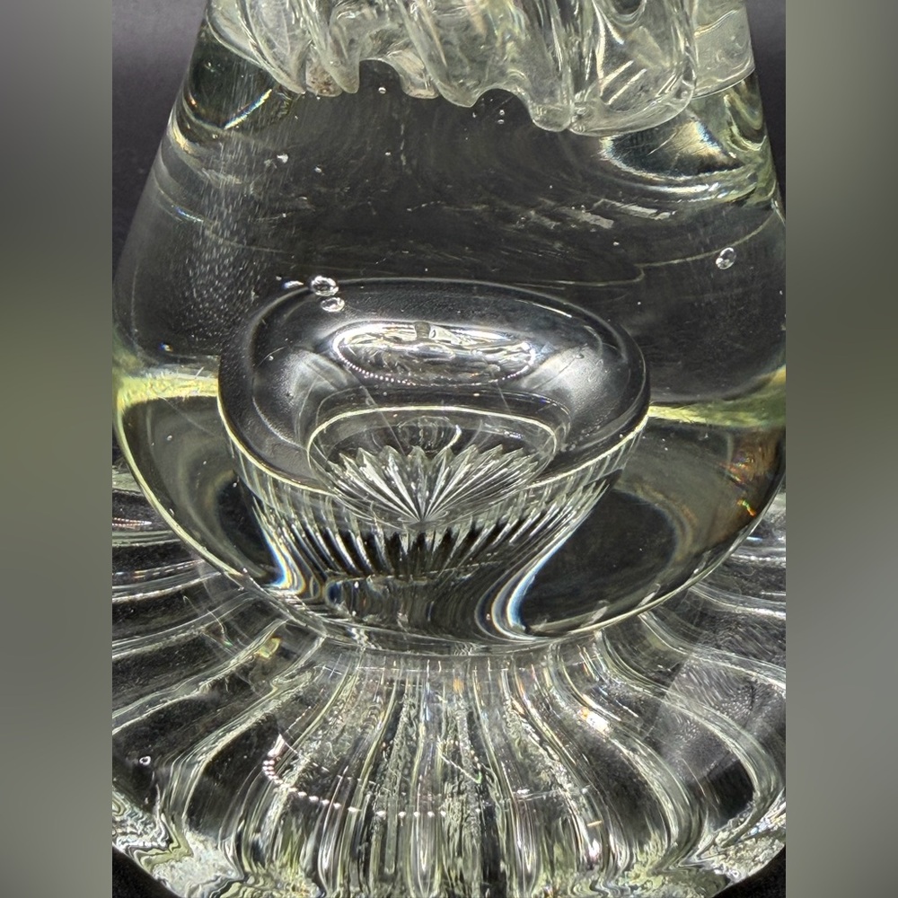Vintage Mid Century Swung Glass Vase Chunky Ruffled Thick Walled Vessel Decor - Picture 13 of 14